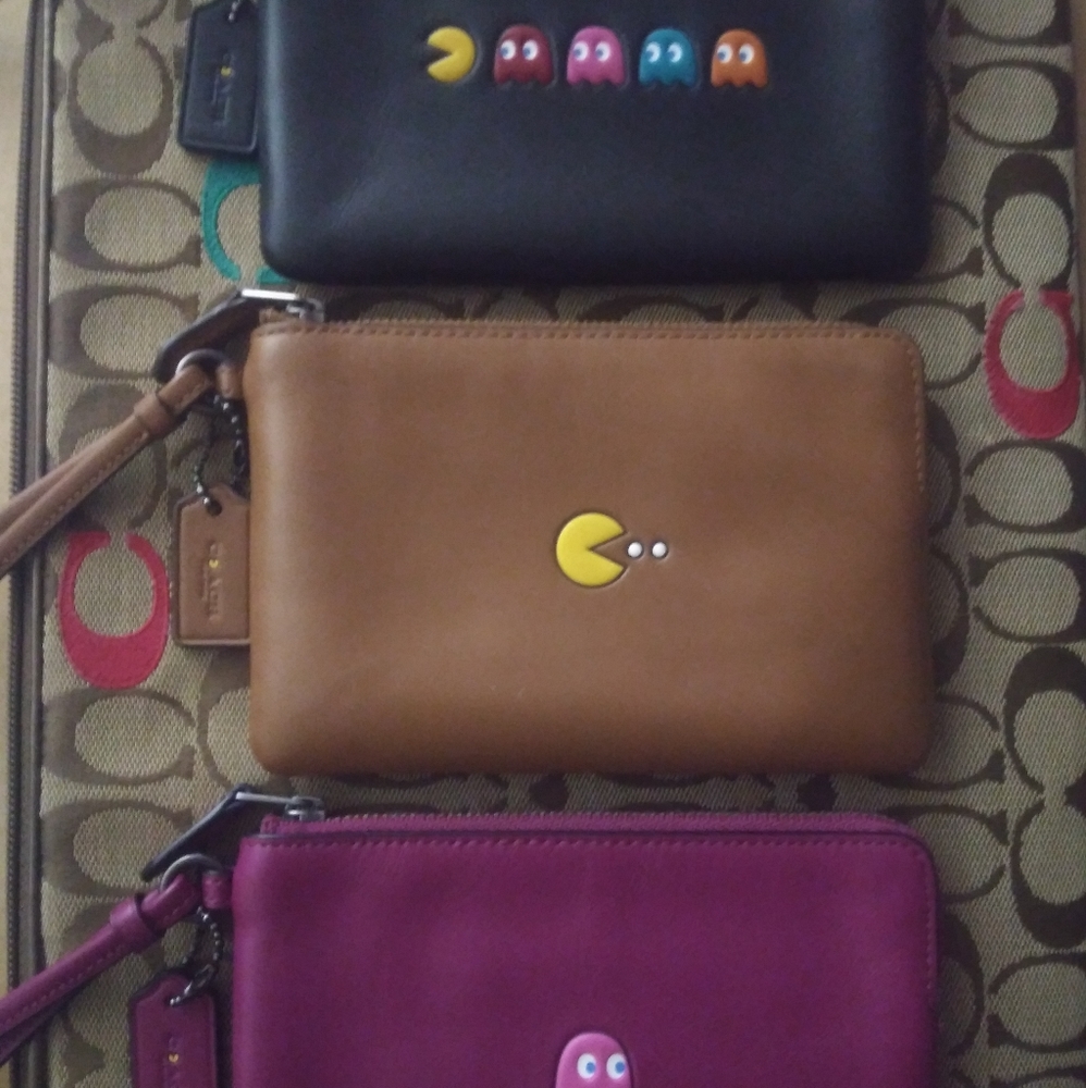 Lot of 3 Rare Coach Pacman Wristlets all in great condition !!
